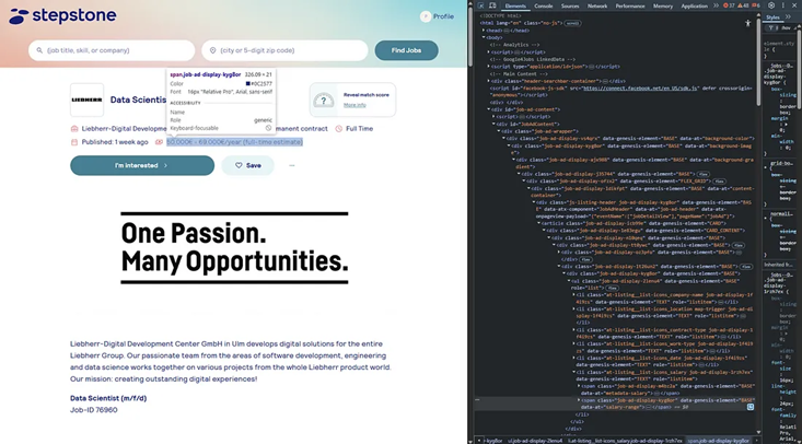 checking the selectors from Web page